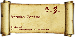 Vranka Zerind névjegykártya
